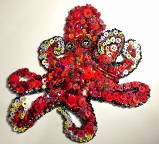 Buttons Ideas, Dyi Art, Bead Animals, Octopus Painting, Steampunk Octopus, Button Craft, Camp Crafts, Octopus Art, Button Art