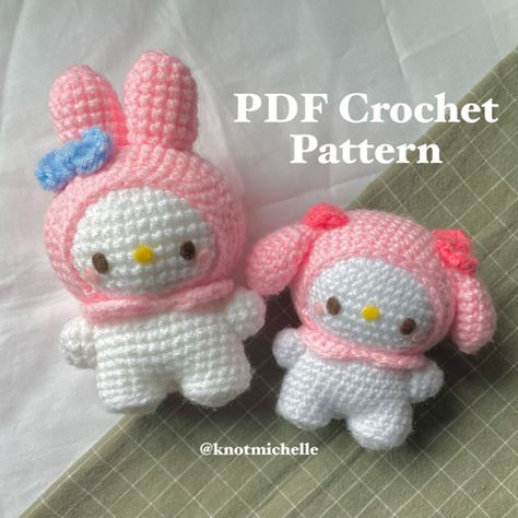 [PDF Pattern] Low-Sew Bunny - knotmichelle's Ko-fi Shop - Ko-fi ❤️ Where creators get support from fans through donations, memberships, shop sales and more! The original 'Buy Me a Coffee' Page. Crochet Hello Kitty, Hello Kitty Crochet, Easy Crochet Animals, Confection Au Crochet, Pola Amigurumi, Crochet Design Pattern, Kawaii Crochet, Crochet Simple, Fun Crochet Projects