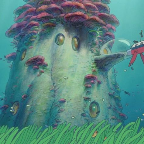 Miyazaki Art, Underwater City, Studio Ghibli Art, Ghibli Art, Animation Background, Hayao Miyazaki, Environment Design, Character Design References, Miyazaki