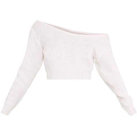 Adelaida Cream Knitted Off the Shoulder Crop (64 BRL) ❤ liked on Polyvore featuring tops, crop tops, shirts, crop, long sleeved, white long sleeve top, off the shoulder tops, long sleeve crop top, white shirt and off the shoulder long sleeve shirt White Cropped Sweater, White Off Shoulder Top, Cream Crop Top, Mode Kimono, Shirts Crop, Cream Shirt, Off Shoulder Shirt, White Long Sleeve Top, Off Shoulder Crop Top