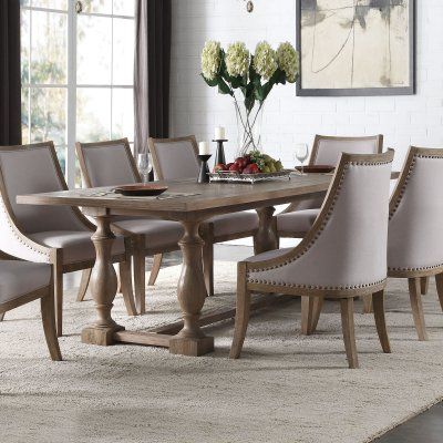 Acme Furniture Eleonore 96 in. Rectangular Dining Table - 61300 Suite Ideas, Glass Round Dining Table, Trestle Dining Tables, Acme Furniture, Kitchen Dining Tables, Luxury Dining, Farmhouse Style Kitchen, Glass Dining Table, Modern Farmhouse Kitchens