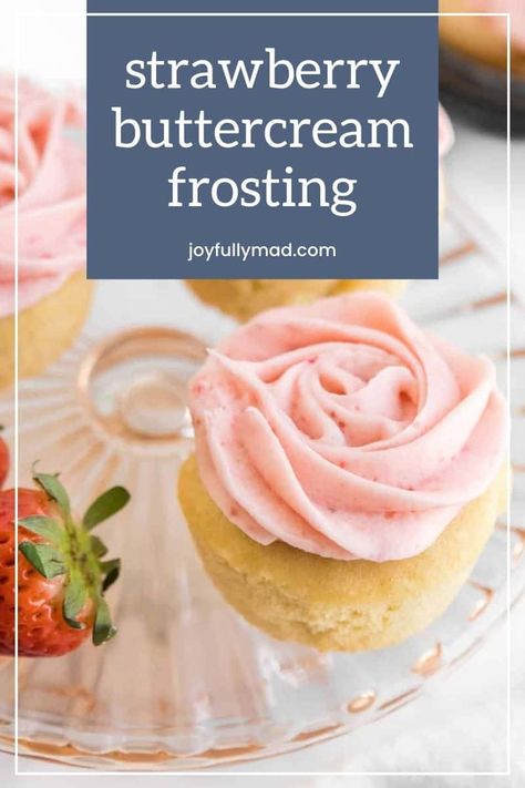 Frost cakes and cupcakes with easy Strawberry Buttercream Frosting! It's light, flavorful, fruity and, best of all, made with real berries. Strawberry Icing Recipe, Cupcake Frosting Tips, Strawberry Frosting Recipes, Fruity Cupcakes, Moist Vanilla Cupcakes, Making A Cake, Strawberry Buttercream Frosting, Strawberry Icing, Strawberry Butter