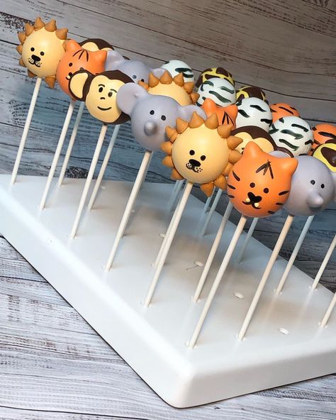 Zoo Themed Cake Pops, Jungle Theme Cakepops, Safari Animal Cake Pops, Wild Animal Cake Pops, Zoo Animal Cake Pops, Wild One Birthday Cake Pops, Animal Cake Pops Jungle, Safari Themed Dessert Table, Two Wild Cake Pops