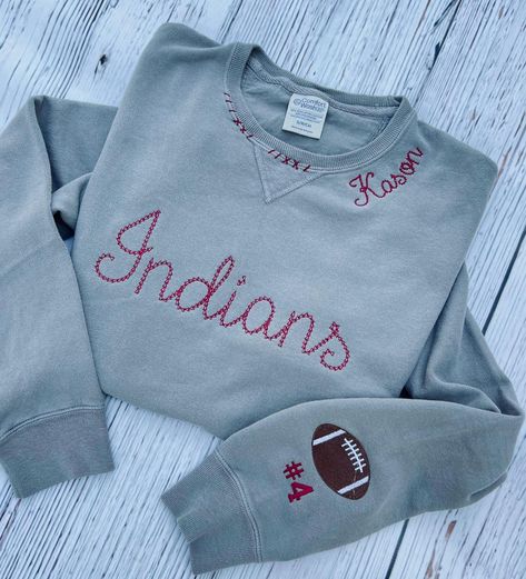 Football Patchwork Sweatshirt, Embroidered Team Sweatshirt, Embroidered Stitches, Custom Embroidered Sweatshirt, Basketball Sweatshirts, Team Sweatshirts, Patchwork Sweatshirt, Football Sweatshirt, Diy Sewing Clothes