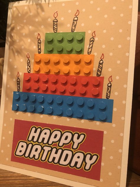 Handmade Lego Birthday Card, Lego Birthday Card Ideas, Lego Birthday Card Diy, Lego Card Ideas, Lego Birthday Cards Handmade, Lego Cards Handmade, Lego Doodle, Lego Happy Birthday, Lego Cards