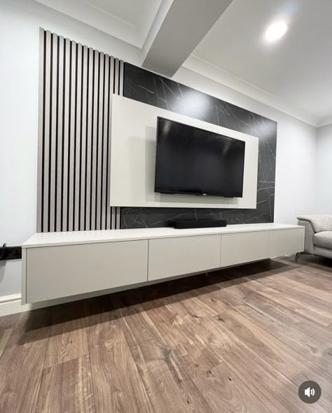 Tv Wall Design Grey, Tempat Tv, Grey Tv Unit, White Tv Unit, Lcd Panel Design, Sofa Couch Design, Modern Tv Room, Wall Tv Unit, New Ceiling Design