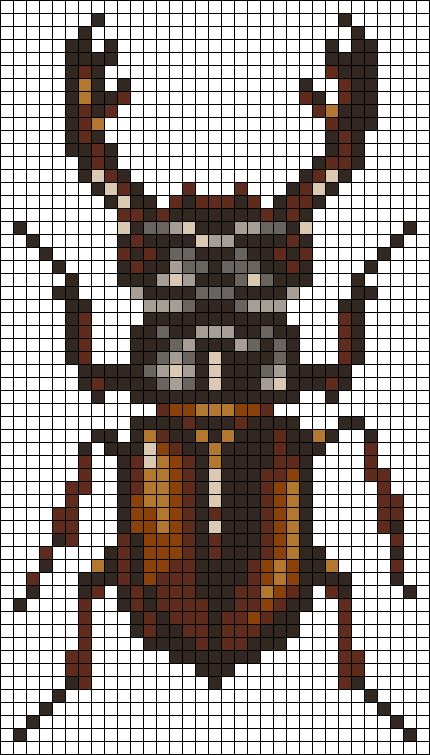 Insect Cross Stitch Pattern, Pixel Beetle, Insect Alpha Pattern, Beetle Alpha Pattern, Bug Alpha Pattern, Bug Pixel Art, Alpha Graph, Beetle Cross Stitch, Insect Cross Stitch