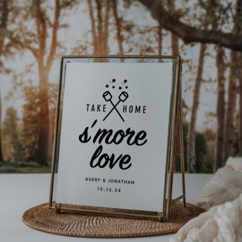 $11.25 | S'more Love Wedding Favor Sign - take home s'more love, rustic, smores, party, reception, fall, favors, wedding, engagement party, favor sign S’mores Wedding Favours, S’mores Favors Wedding, S’mores Wedding Gift, S’mores Decorations, Smore Love Wedding Favors, S’more Love Wedding Favor, S’more Bar For Wedding, Wedding Smores Favors, Smore Wedding Favours