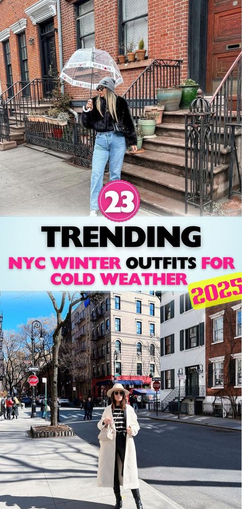 NYC winter fashion essentials are here. These outfit ideas offer chic solutions for staying warm while making a statement in cold weather. Winter Outfits Nyc Street Styles, Winter Outfit Nyc Cold Weather, Outfit Ideas For New York In Winter, Cold Wet Weather Outfits, Nyc Cold Weather Outfits, New York Winter Outfit Cold Weather, Nyc Winter Outfits Street Style, Winter Outfits Nyc Cold Weather, New York Outfits Winter Cold Weather