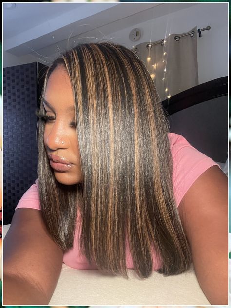 Looking to transform your look? Check out these 7 stunning hair color ideas for black women! From bold and vibrant hues to subtle highlights, we've got you covered. Whether you're craving a dramatic change or just want to enhance your natural beauty, these hair color options will surely make heads turn. Say goodbye to boring hair and hello to a whole new level of confidence! Brown And Blond Highlights Black Women, Streaks Ideas Hair, Natural Highlights Black Women, Black With Brown Highlights Black Women, Brown Highlights On Brown Hair Black Woman, Honey Brown Hair With Highlights Black Women, Dark Brown Hair With Blonde Highlights Black Women, Ponytail With Highlights For Black Women, Silk Press Hair Color Ideas