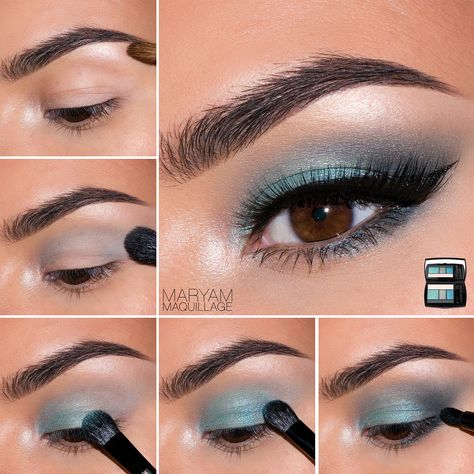 Turquoise Eye Makeup, Teal Eye Makeup, Smokey Cat Eye Makeup, Teal Eyeshadow, Teal Makeup, Teal Eyes, Make Up Tutorials, Turquoise Eyes, Smokey Eye Tutorial