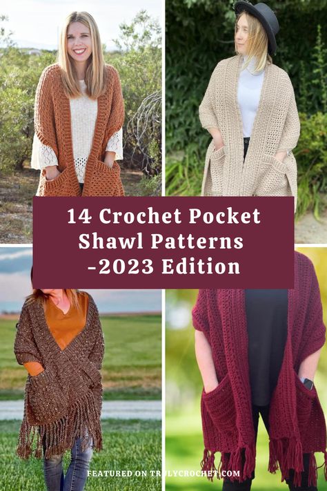 Revamp your cold-weather wardrobe with our curated selection of 14 crochet pocket shawl patterns – 2023 edition. From classic pocket shawls to modern and unique creations, this collection caters to diverse tastes and preferences. Discover the perfect pocket shawl pattern to complement your seasonal attire and enjoy crafting these stylish and functional accessories for the chilly months ahead. Free Crochet Pattern For Pocket Shawl, Crochet Shawl With Pockets Free Pattern, Shawl Patterns Crochet Free, Crochet Pocket Shawl Pattern Free, Crochet Pocket Shawl, Shawl With Pockets, Crochet Shawl Patterns, Crochet Prayer Shawls, Pocket Shawl