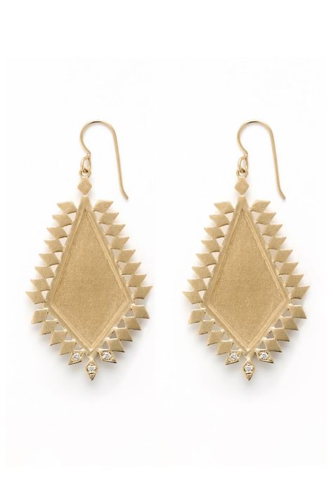 Azlee earrings. [Courtesy Photo] Luxury Gold Art Deco Earrings, Luxury Statement Geometric Jewelry, Bohemian Gold Enamel Earrings, Luxury Bohemian Nickel-free Earrings, Luxury Gold-tone Statement Earrings, Jewelry Magazine, Shiny Objects, France Paris, Jewelry Armoire