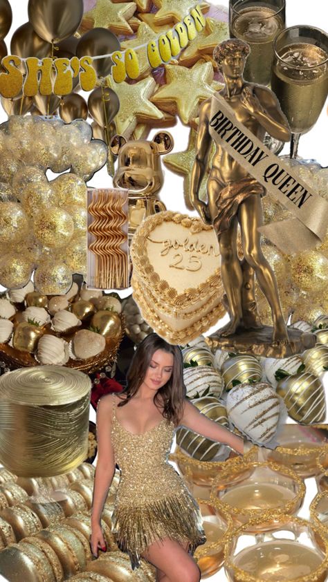 Golden birthday aesthetic gold glitter 25th golden girl Aesthetic 26 Birthday, Beige And Gold Birthday Theme, Neutral Birthday Aesthetic, Golden 24th Birthday, 25 Golden Birthday Ideas, All Gold Birthday Party, Golden Theme Photoshoot, Golden Birthday Dinner Party, Birthday Themes For 25th Birthday