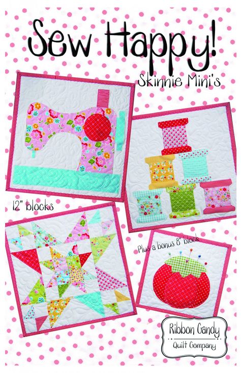 Sewing Machine Quilt Block, Quilting Stitch Patterns, Sewing Machine Quilting, Mini Quilt Patterns, Ribbon Candy, Miniature Quilts, Applique Pattern, Sewing Rooms, Wall Quilts