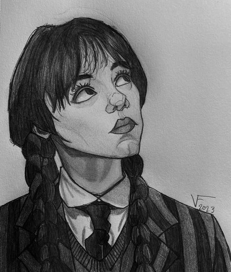 Enid Sketch, Drawing Of Wednesday, Wednesday Jenna Ortega Outfits, Drawing Jenna Ortega, Wednesday Doodle, Jenna Ortega Drawing Sketch, Jenna Ortega Art Drawing, Jenna Ortega Fanart, Wednesday Addams Cartoon