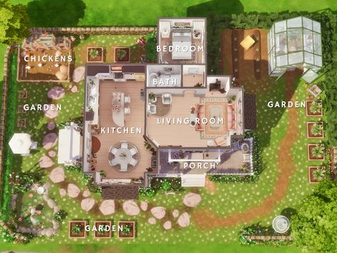 Cottagecore Sims House Layout, Sims 4 Cottage Blueprints, Cottage Living Sims 4 House Layout, Cottage House Plans Sims 4, Cottage Core House Floor Plan, Sims House Plans Cottage, Sims Freeplay Cottage, Sims 4 Floor Plans Cottage, Small Sims Cottage