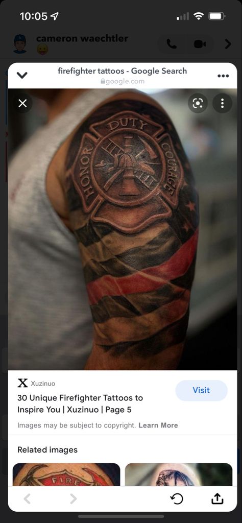 Firefighter Forearm Tattoo, Tattoo Ideas For Men Firefighter, Tattoos For Firefighters, Fire Fighter Tattoos For Men, Firemen Tattoo Ideas, Fire Dept Tattoos, Firefighter Tattoo Ideas, Fire Department Tattoos, Firefighter Tattoo Sleeve