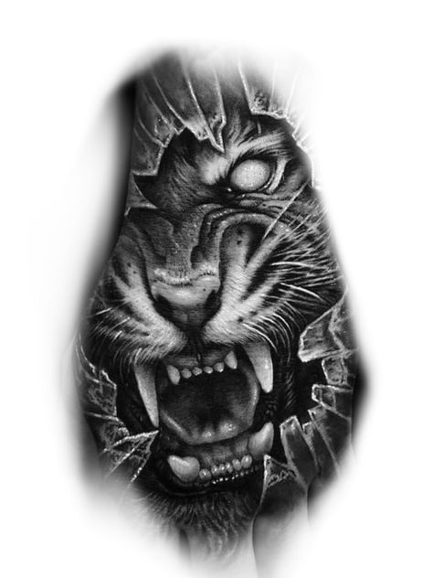 Realistic Hand Tattoo, Black And Grey Tattoo Design Realistic, Tigres Tattoo, Black Grey Tattoo Design, Realistic Tattoo Ideas, Tiger Hand Tattoo, Side Hip Tattoos, Tattoo Black And Grey, All Seeing Eye Tattoo