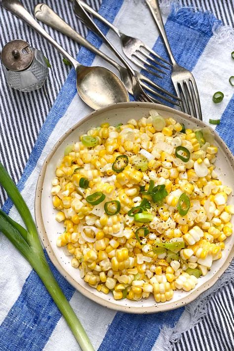 Sautéed Corn with Scallions Corn Off The Cob Recipes, Fresh Corn Off The Cob, Sautéed Corn, Easy Ratatouille Recipe, Cob Recipes, Easy Ratatouille, Corn Off The Cob, Easy Ratatouille Recipes, Fresh Vegetable Recipes