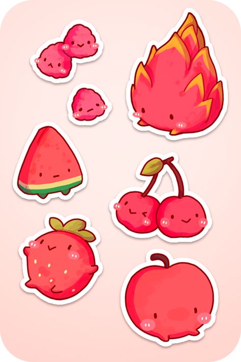 Fruit Pals Sticker Pack Orange Stickers Aesthetic Printable, Cute Food Stickers, Stickers Bonitos, Doodle Icons, Small Doodle, 귀여운 음식 그림, Fruit Cartoon, Fruits Drawing, Arte Do Kawaii