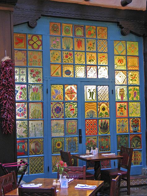 La Fonda Hotel painted windows, Santa Fe, NM Stained Glass Doors, Painted Windows, Future Bedroom, زجاج ملون, Dream Aesthetic, Deco Boheme, Italian Villa, Glass Furniture, Window Painting