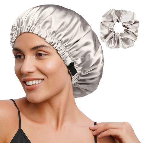 Silk Hair Bonnet Hair Journey Tips, Sleep Hairstyles, Hair Bonnets, Overnight Hairstyles, Curly Natural Hair, Silk Bonnet, Satin Bonnet, Hair Bonnet, Shower Caps