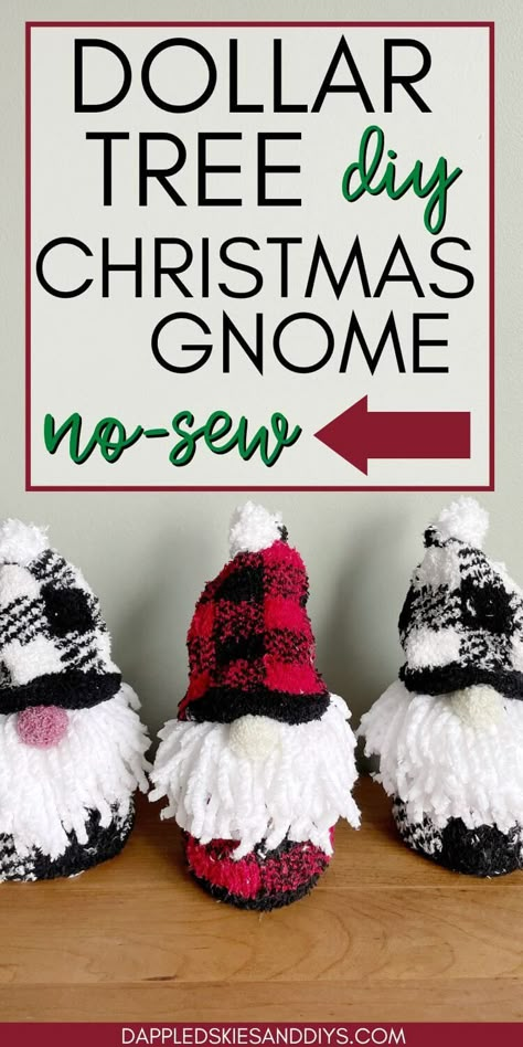 These DIY Christmas gnomes are made with all Dollar Tree supplies! All you'll need is a glue gun & a few other household items! Best part is you can create 3 of these holiday gnomes with yarn beards for under 10 dollars! Yarn Beard Diy, Gnomes With Yarn, Seniors Crafts, Craft Gnomes, Diy Christmas Gnomes, Christmas Knomes, Mini Gnomes, Diy Dollar Tree Christmas, Yarn Beard