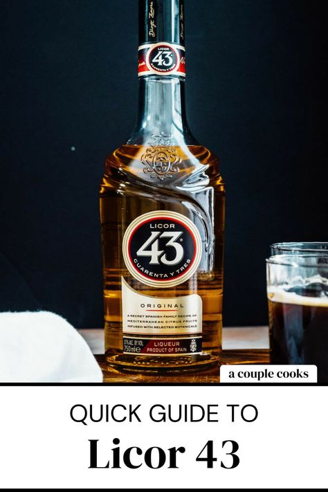 Licor 43 is a Spanish vanilla liqueur that's worth adding to your collection! Here’s more about it and the best ways to use it in cocktails. #licor43 Alcoholic Drinks Cocktails, Mini Beer Shots, Key Lime Martini, Vanilla Liqueur, Harvey Wallbanger, Liqueur Drinks, A Couple Cooks, Italian Liqueur, Specialty Drinks