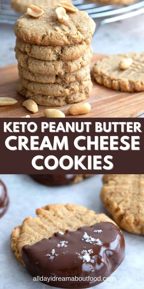 Peanut Butter Cream Cheese Keto, Keto Peanut Butter Recipes Low Carb, Easy Keto Peanut Butter Cookies, Peanuts Butter Recipes, Keto Peanut Butter Cream Cheese Cookies, Keto Baked Desserts, Keto Cream Cheese Recipes Desserts, Low Carb Peanut Butter Recipes, Cream Cheese Peanut Butter Cookies