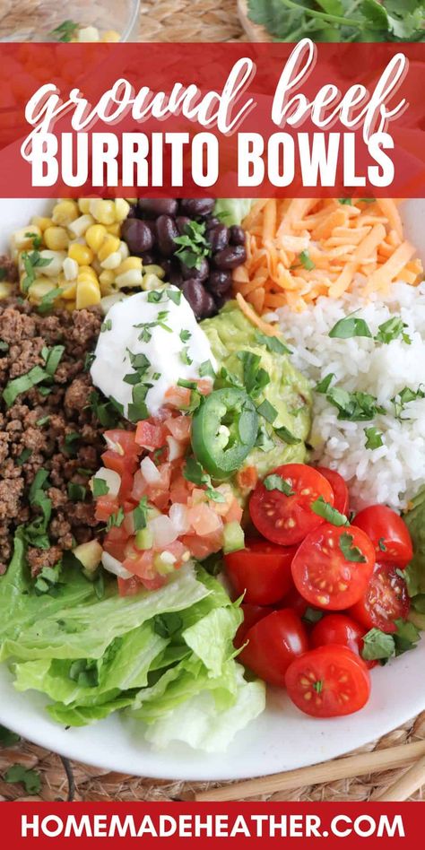 Spice up your dinner routine with this delicious beef burrito bowl recipe. With simple ingredients and a burst of flavor, it's the perfect weeknight meal option! Beef Burrito Bowl Recipe, Beef Burrito Bowl, Chipotle Recipe, Beef Bowl Recipe, Healthy Burrito Bowl, Burrito Bowl Recipe, Beef Burrito, Chipotle Recipes, Copycat Chipotle