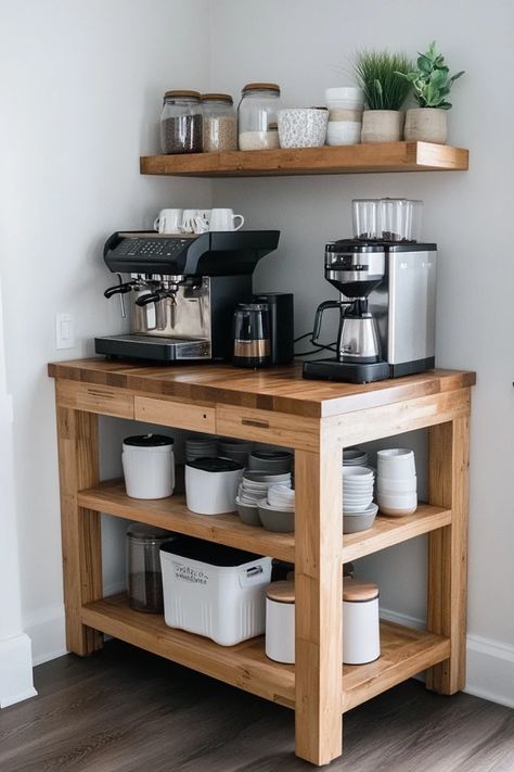 "Create your dream DIY Home Coffee Bar! ☕🛠️ Ideal for adding function and charm to your kitchen. #CoffeeLoversDIY #HomeBarInspo #CoffeeStation" Pallet Coffee Bar, Diy Coffee Bar, Farm Projects, Home Coffee Bar, Funny Farm, Home Coffee, Coffee Station, Cute Diys, Diy Home Decor Projects