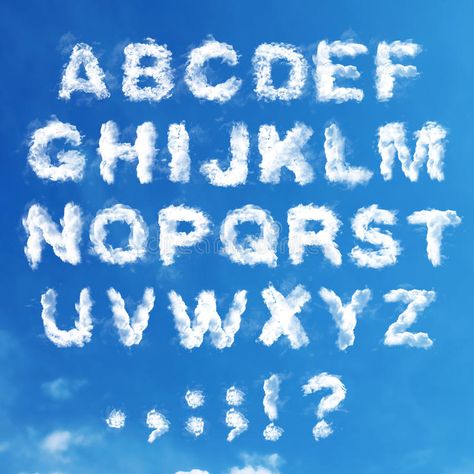 Set - the English alphabet from clouds. British alphabet made of clouds and punc , #Aff, #alphabet, #English, #Set, #punctuation, #British #ad Cloud Typography, Old School Fonts, Punctuation Posters, Typography Drawing, English Fonts, Old English Font, Gothic Fonts, Classic Fonts, Font Inspiration