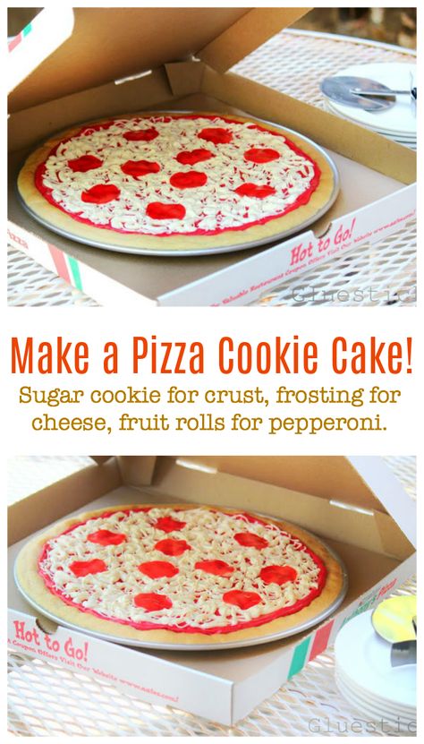 Pizza Cookie Cake, Giant Sugar Cookie, Pizza Birthday Cake, Sugar Cookie Pizza, Pizza Cookie, Make A Pizza, Pizza Pepperoni, Cookie Cake Designs, Diy Pizza