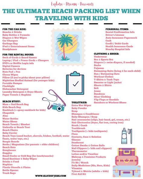 Beach Trip Packing List, Packing List Kids, Beach Trip Packing, Beach Packing List, Beach Vacation Packing, Beach List, Vacation List, Beach Vacation Packing List, Family Beach Trip