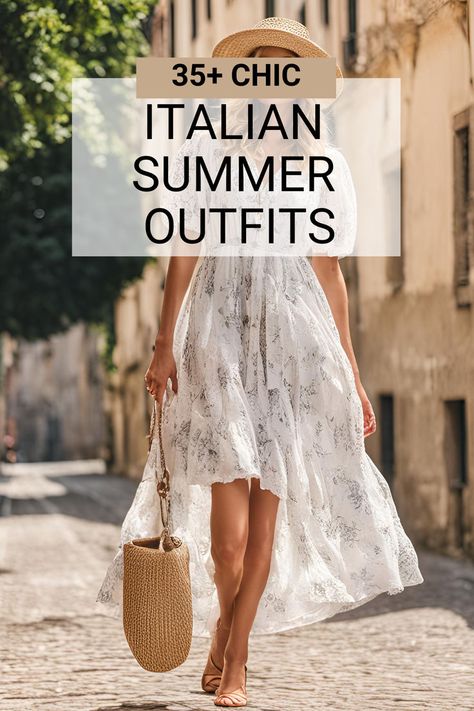 35+ Chic Italian Summer Outfits For All Sizes (+ Packing Guide!) Outfits For Italy Summer, Summer Resort Outfits, Italian Summer Style, What To Wear In Italy, Italy Travel Outfit, Classy Looks, Hot Weather Outfits, Italian Summer Outfits, Italian Chic