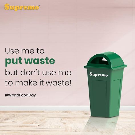 Don't waste food by throwing it in dustbin. Share the food and contribute to zero hunger mission on this World Food Day. #worldfoodday #foodday #dustbin #supremodustbin #supremo #food #zerohunger #publicdustbin #dontwastefood Save Food Poster, Zero Hunger, World Food Day, Food Day, World Food, Creative Ads, Food Poster, D Day, Save Food