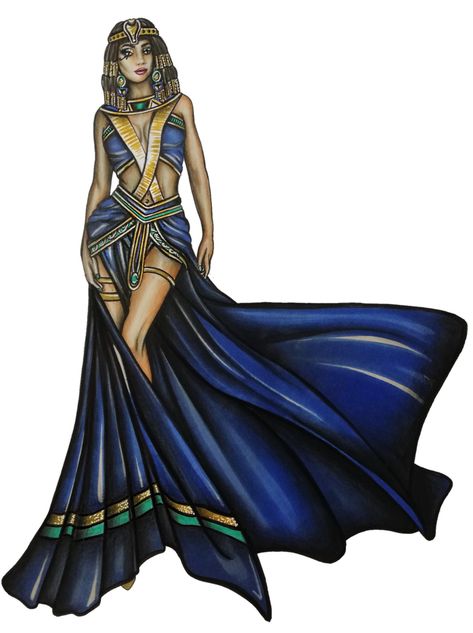 CLEOPATRA inspired fashion illustration done by @ursulaillustration Egyptian Dress Ancient, Inspired Fashion Illustration, Ancient Egyptian Dress, Egyptian Inspired Fashion, Egypt Clothing, Ancient Egyptian Fashion, Egyptian Outfit, Egypt Dress, Cleopatra Dress