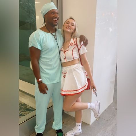 Couples Doctor & Nurse Halloween Costume Doctor Nurse Couple Costume, Doctor And Nurse Couple Costume, Nurse And Doctor Costume Couple, Nurse And Patient Costume, Outfit Carnevale, Nurse Halloween Costumes, Nurse Halloween Costume, Doctor Costume, Nurse Halloween