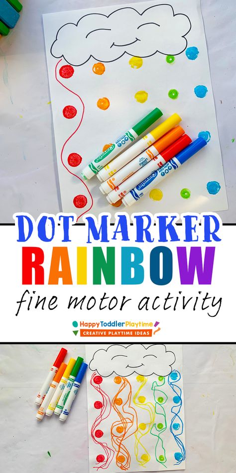 April Fine Motor Activities For Preschoolers, Fine Motor Skill Art And Craft, Rainbow Fine Motor Preschool, Preschool Marker Activities, Marker Activities For Preschool, April Occupational Therapy Activities, Fine Motor Arts And Crafts, Colorful Activities For Preschool, Colors For Preschool Activities