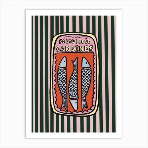 Check out this product I found on Fy!: 'Sardines Art Print' by Nephthys Foster Sardines Art, Happy Birthday Balloons, Cool Products, Canvas Paper, Love Is Free, Bold Prints, Finding Joy, Water Based Ink, Celebration Of Life