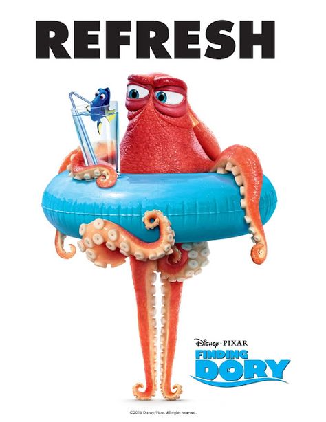 Finding Dory Free Printable: Invitation, Posters and Games | Fun Things to do in… Finding Dory Movie, Finding Dory Party, Finding Dory Birthday, Dory Birthday, Dory Party, Disney Mignon, Octopus Painting, Disney Movie Posters, Disney Classroom