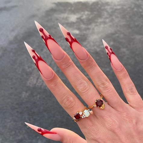 Sharp Nails, Blood Drop, Halloween Nail Designs, Nail Length, Halloween Nail Art, Artificial Nails, Long Acrylic Nails, Flower Nails, Stiletto Nails