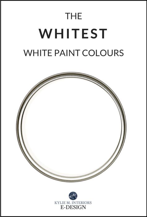 What are the WHITEST white paint colours in the TOP BRANDS? Let’s find out! When it comes to picking the BEST white paint colour, it’s easy to take a wrong turn into the wrong undertones, which is why it’s SO important you do your research. And while I’ve covered MANY versions of white (including […] Whitest White Paint, White Paint Colours, Home Paint Colour, Kylie M Interiors, Cream Paint Colors, Top Paint Colors, White Paint Color, Trim Paint Color, Sherwin Williams White