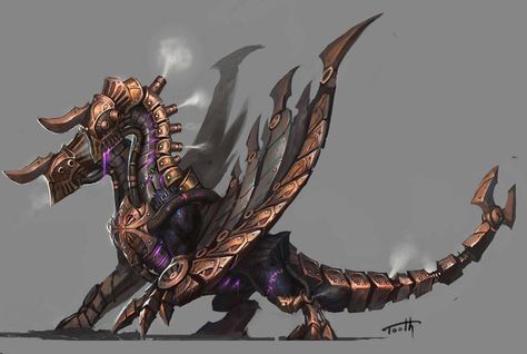 DragonXII by Tooth-w Biomechanical Engineering, Old Dragon, Dnd Monster, Mechanical Animals, Robot Animal, Dnd Inspiration, Monster Ideas, Pretty Artwork, Monster Hunter World