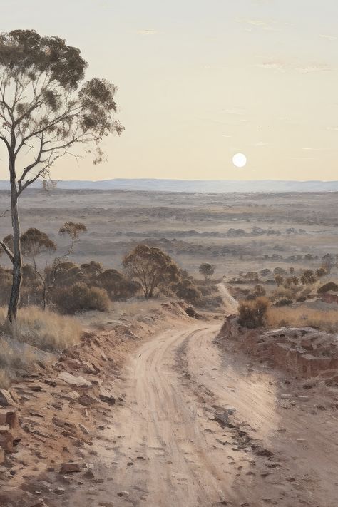 Aussie Outback, Australian Outback Wallpaper, Australian Outback Aesthetic, Australian Outback, Australian Outback Paintings, Outback Australia, Desert Painting, Bloxburg Decal Codes, Vintage Country