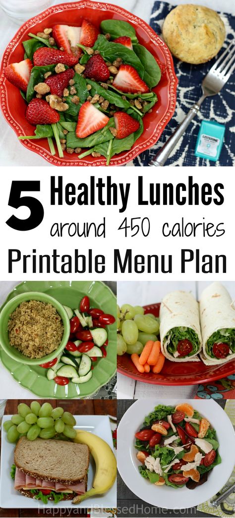 FREE Printable Menu Plan: 5 Healthy Lunches at 450 Calories each Healthy Lunch Menu, Lunch Menu Ideas, Free Printable Menu, Spinach Strawberry Salad, Printable Menu, Vegetable Casserole, Food Contest, Lunch Menu, Menu Ideas