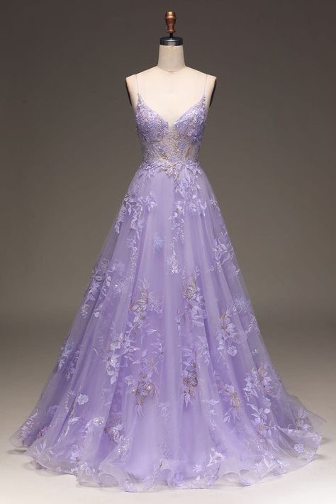 Pale Purple Wedding Dress, Lilac Wedding Dress The Bride, Pastel Purple Prom Dress, Purple Grad Dresses, Purple Prom Dresses, Purple Wedding Dress, Prom Dress Inspo, Purple Prom, Dress With Embroidery