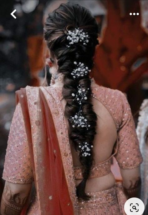 Hair Braids Traditional, Braids Hairstyles On Lehenga, Braid Traditional Hairstyle, Fish Tail Hairstyles Wedding Indian, Braid Hairstyle On Lehenga, Dandiya Hairstyle For Bride, Messy Hairstyles For Long Hair Wedding Indian, Messy Plates Hairstyle Indian, Traditional Hairstyle For Lehenga