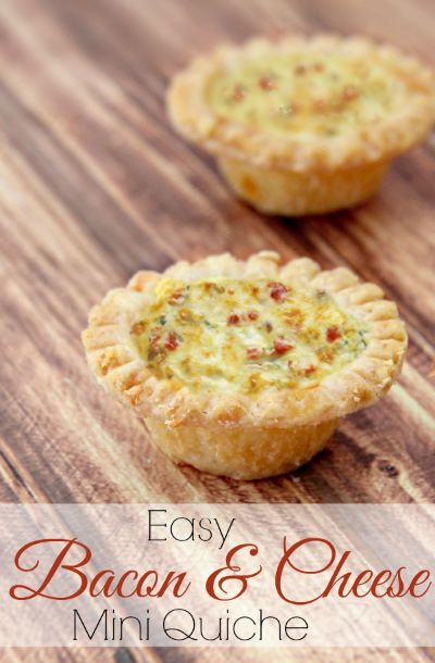 Easy Bacon and Cheese Mini Quiche Recipe - perfect for tailgating, parties and light lunches! Mini Quiche Recipe, Bacon And Cheese Quiche, Mini Quiche Recipes, Bacon And Cheese, Easy Bacon, Cheese Quiche, Mini Quiches, Quiche Recipe, Mini Quiche